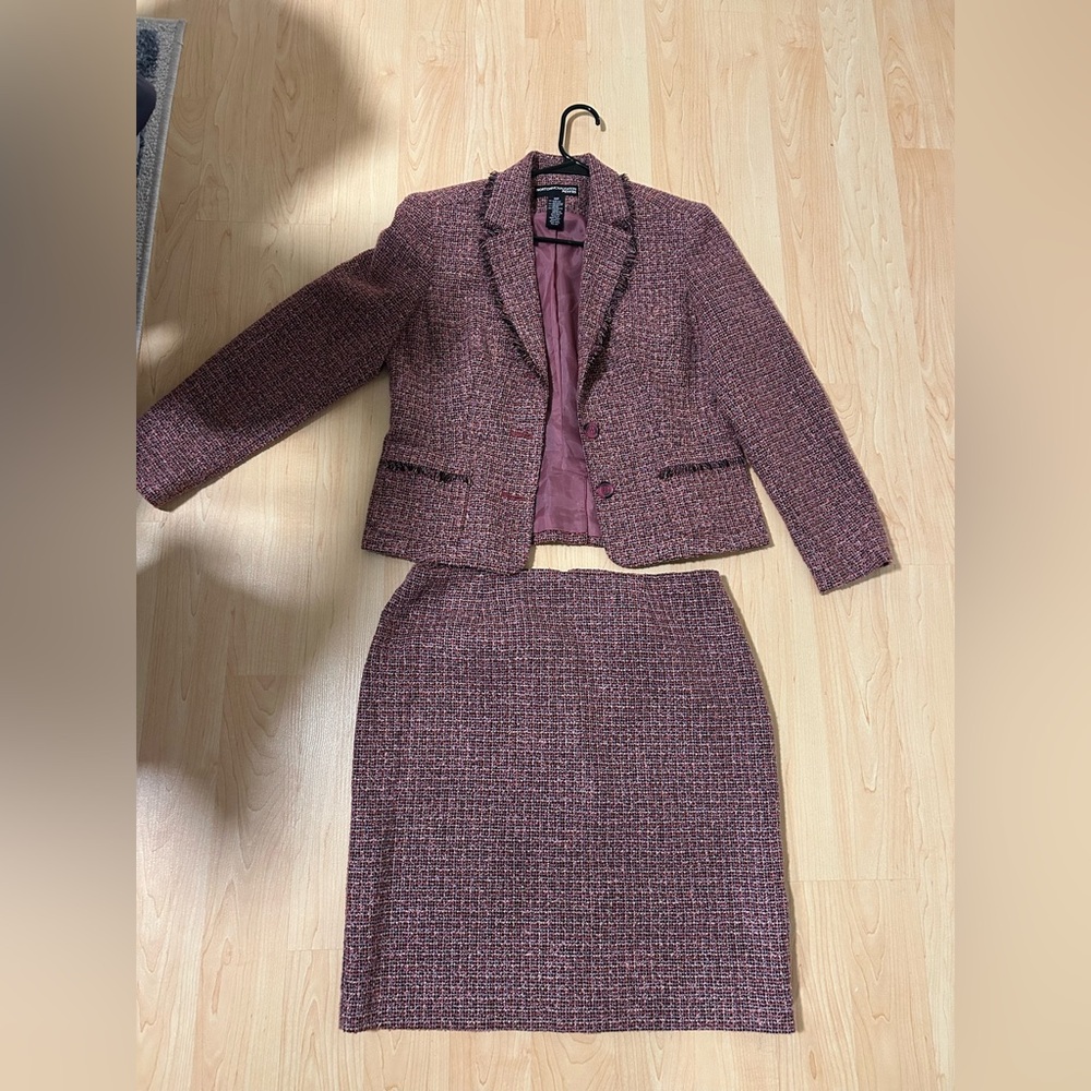 Chic Tweed Blazer and Skirt Set
